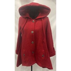 For Cynthia 100% Wool Jacket hooded Women's S Red riding hood storybook